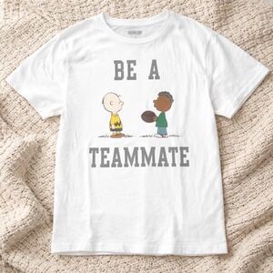 Grayson Threads Peanuts Charlie Brown Franklin Be A Teammate White T-Shirt S NEW